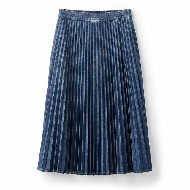 Pleated Midi Skirt Denim