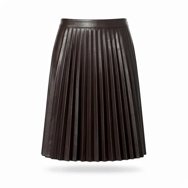 Pleated Midi Skirt Leather