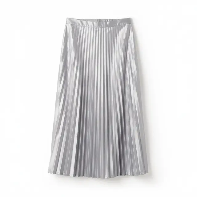 Pleated Midi Skirt Satin
