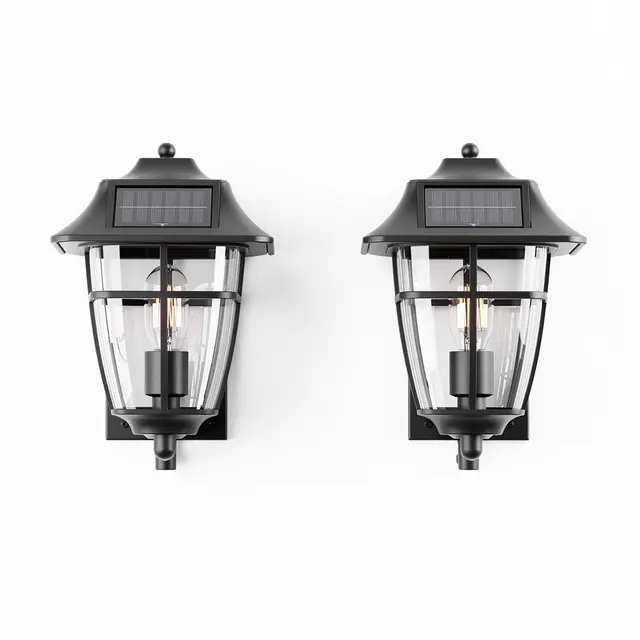 Solar Wall Sconce 2pk Lantern