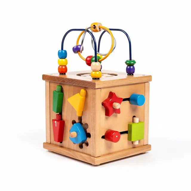 Wooden Activity Cube Bead-Maze