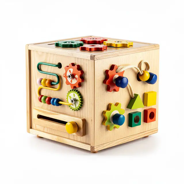 Wooden Activity Cube Busy